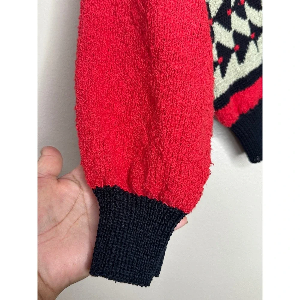 Vintage Felizzi! Women's M Kokopelli Hand Loomed Cotton Cardigan Sweater Red